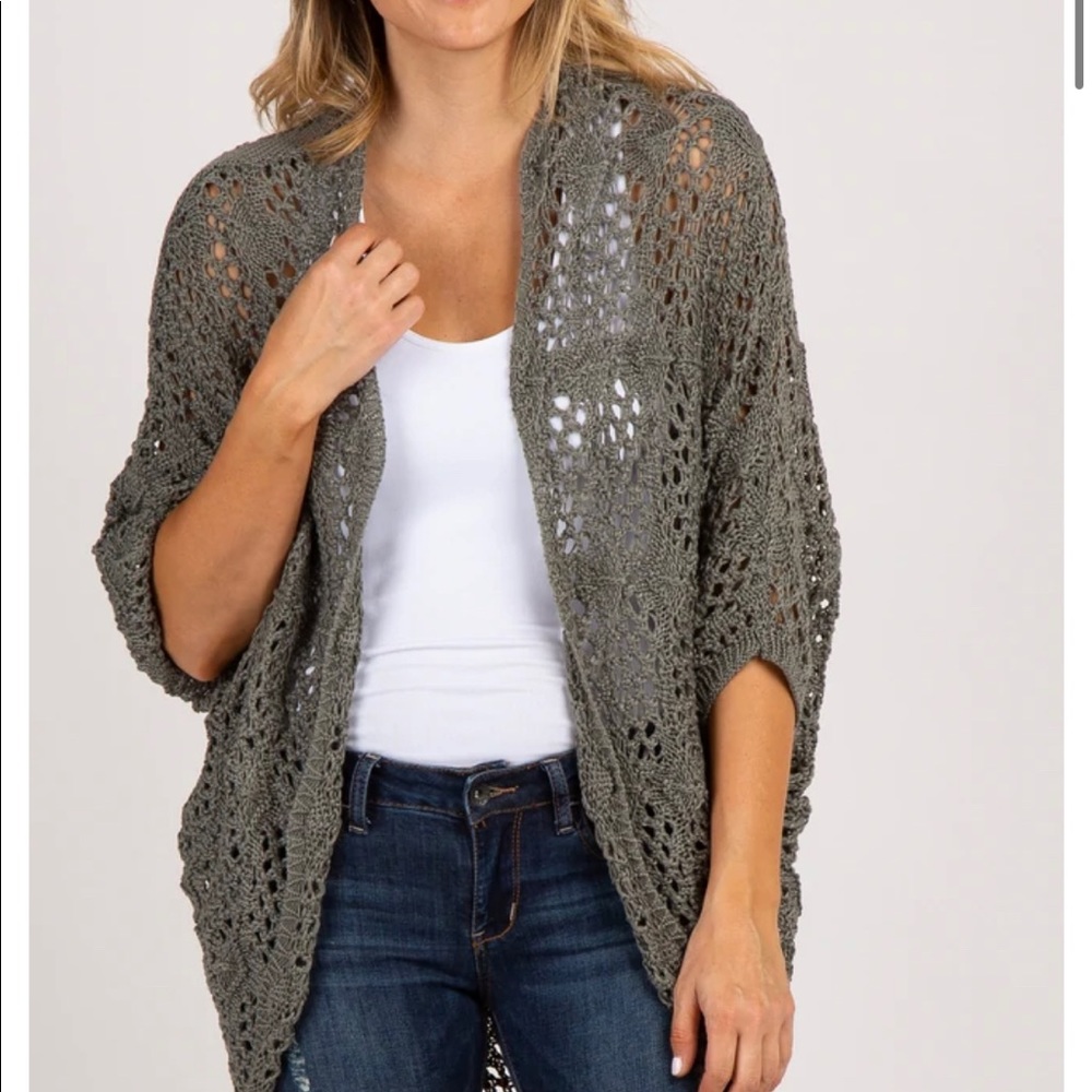 Pink blush maternity cream crochet cardigan